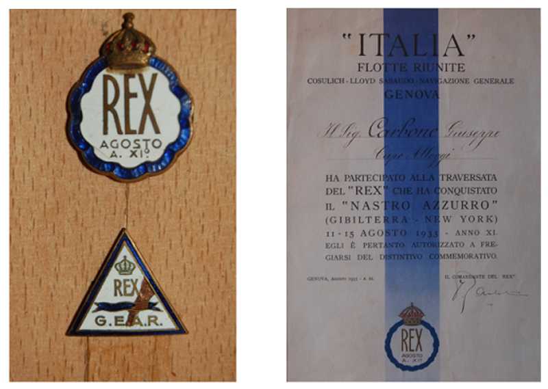 Medaglia e attestato partecipazione alla traversata del Nastro Azzurro